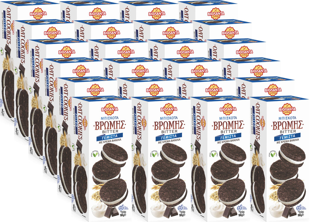 Gefüllte dunkle Kakao-Hafer-Doppelkekse mit Vanille-Creme – Violanta, 24 × 180 g (4,32 kg)
