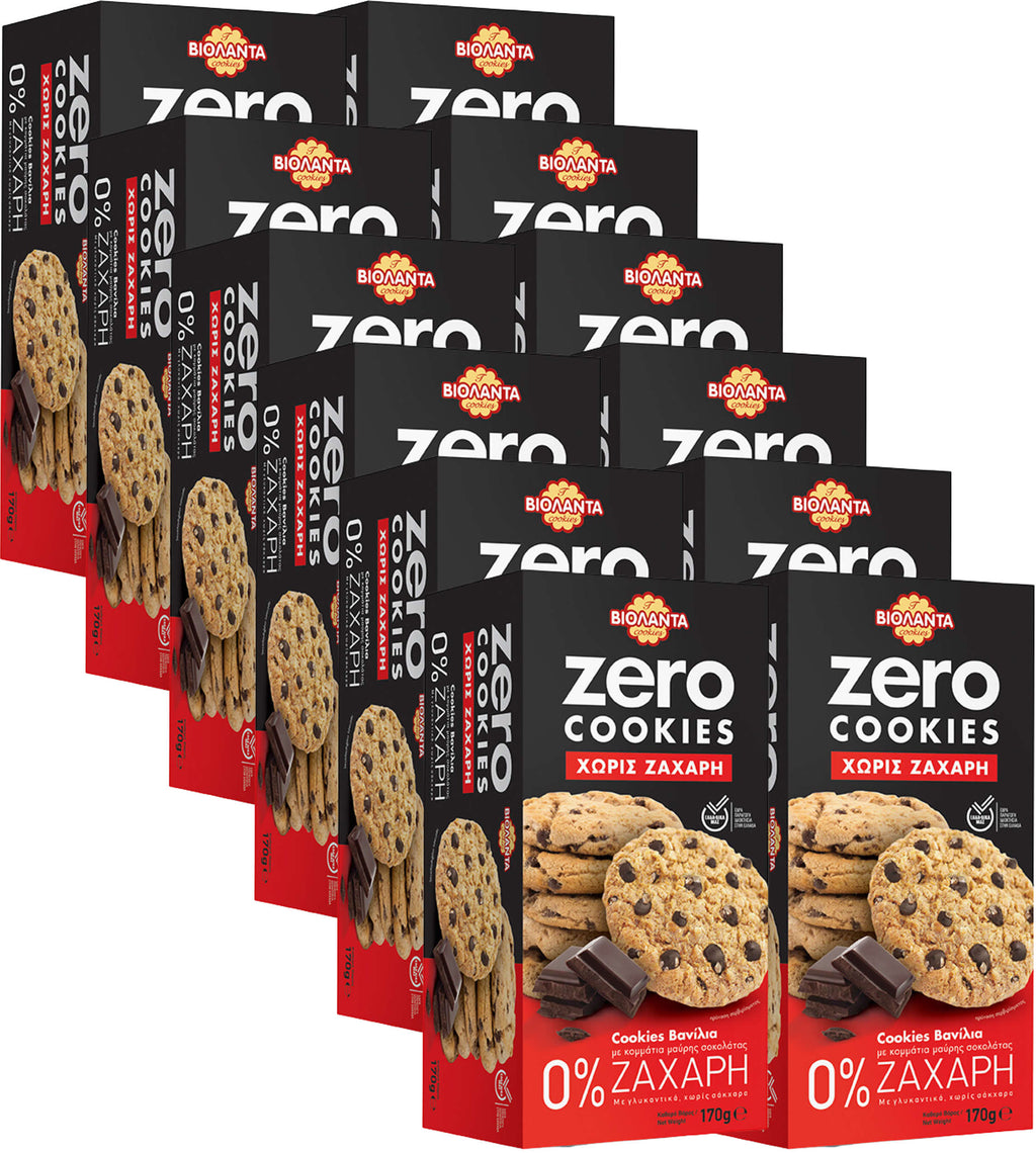 Doppelkekse Vanille mit dunklen Schokostückchen, ohne Zuckerzusatz – Violanta, 12 × 170 g (2,04 kg)