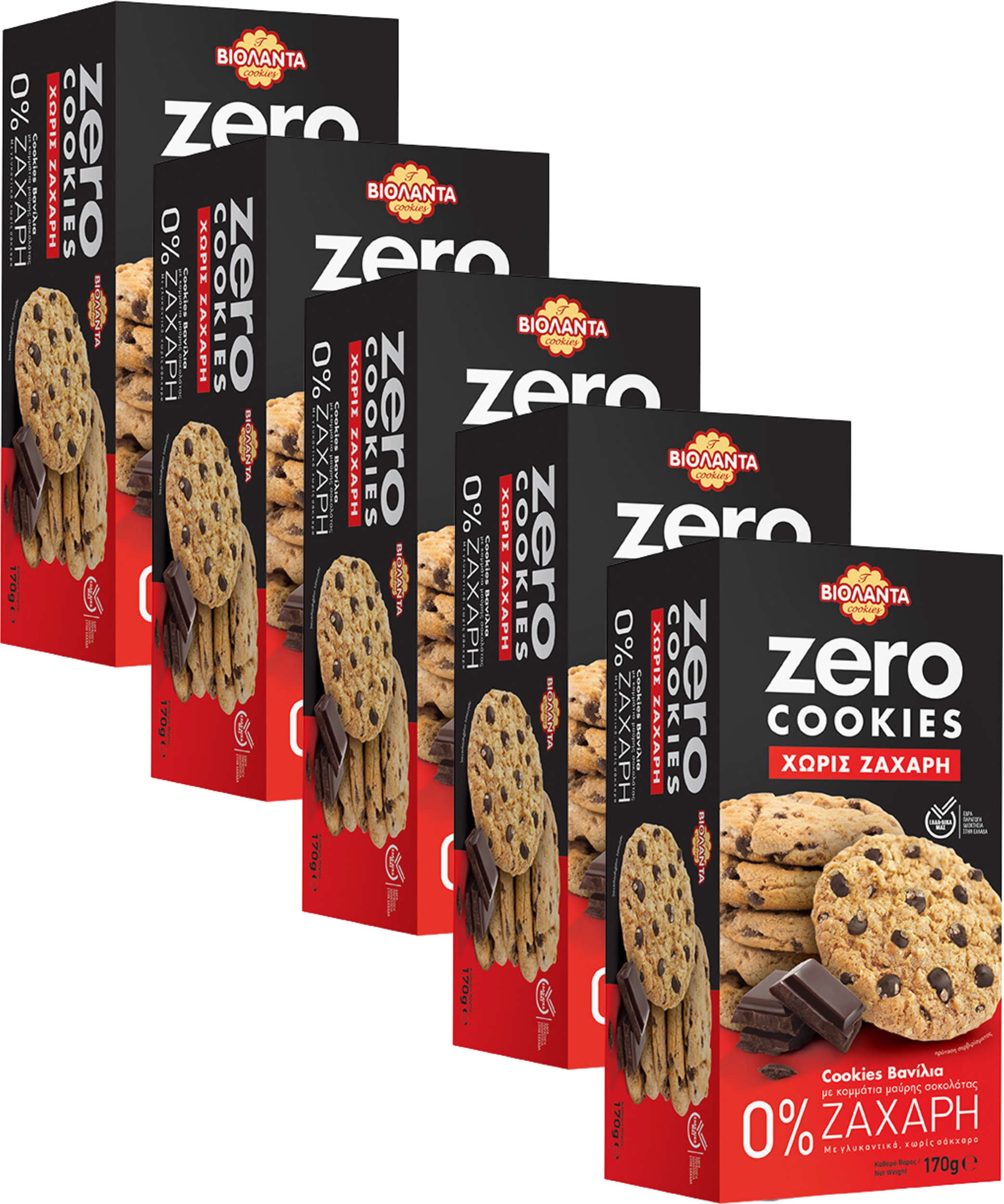 Doppelkekse Vanille mit dunklen Schokostückchen, ohne Zuckerzusatz – Violanta, 10 × 170 g (1,7 kg)