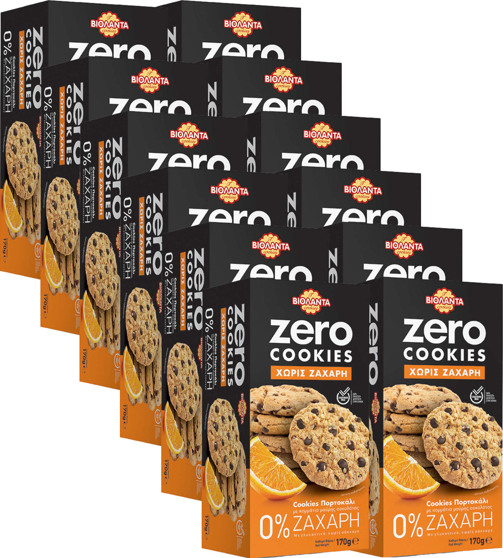 Doppelkekse Orange mit dunklen Schokostückchen, ohne Zuckerzusatz – Violanta, 12 × 170 g (2,04 kg)