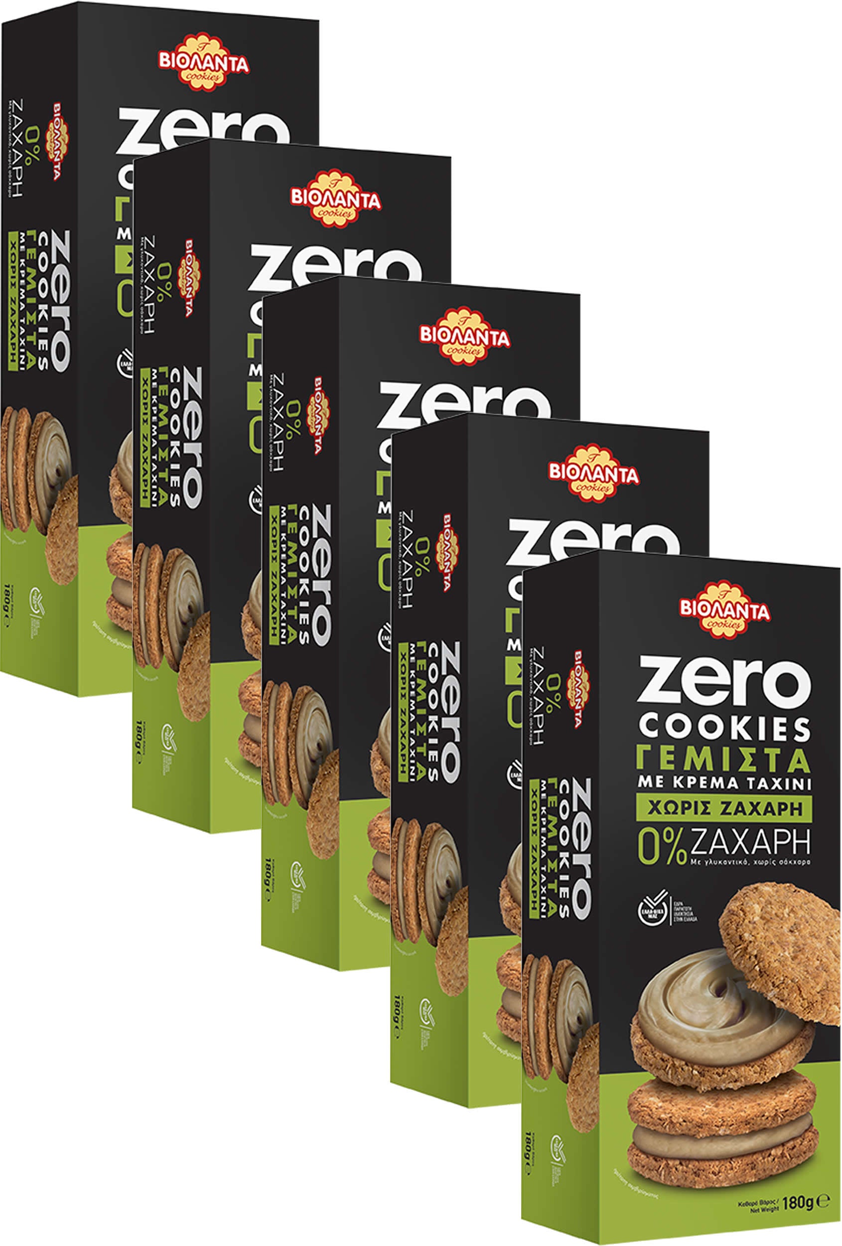Gefüllte Doppelkekse mit Tahini-Creme, ohne Zuckerzusatz – Violanta, 10 × 180 g (1,8 kg)