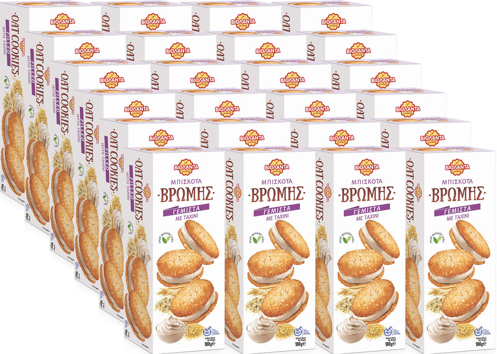 Gefüllte Hafer-Doppelkekse mit Tahini-Creme aus Griechenland – Violanta, 24 × 180 g (4,32 kg)