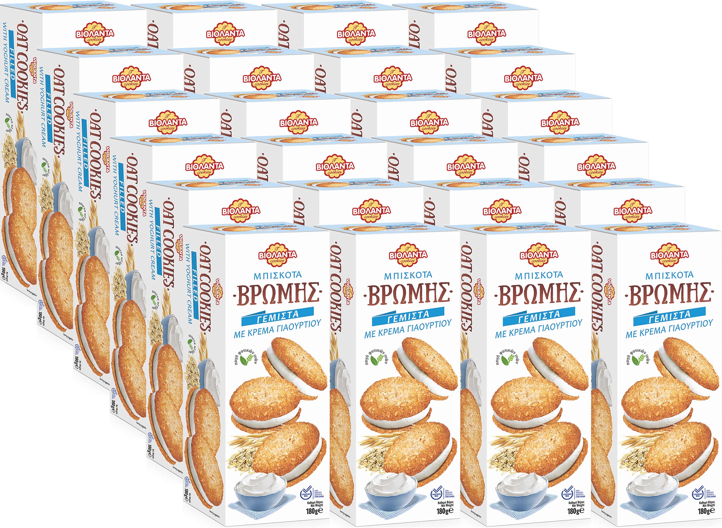 Filled Oat Sandwich Cookies with Yogurt Cream from Greece – Violanta, 24 × 180 g (4.32 kg)