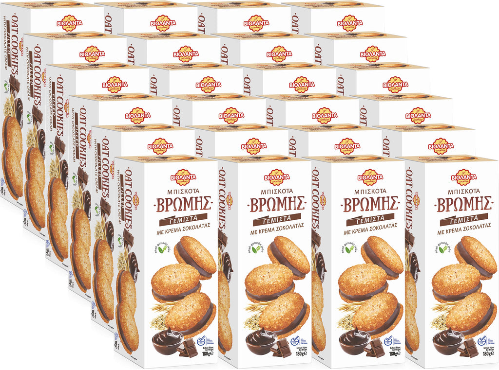 Gefüllte Hafer-Doppelkekse mit Schokoladen-Creme aus Griechenland – Violanta, 24 × 180 g (4,32 kg)