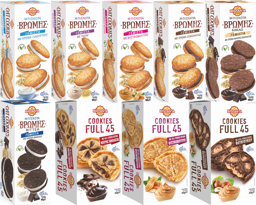Cookies gefüllte Kekse Probierset 9 verschiedene Sorten mit Creme aus Griechenland