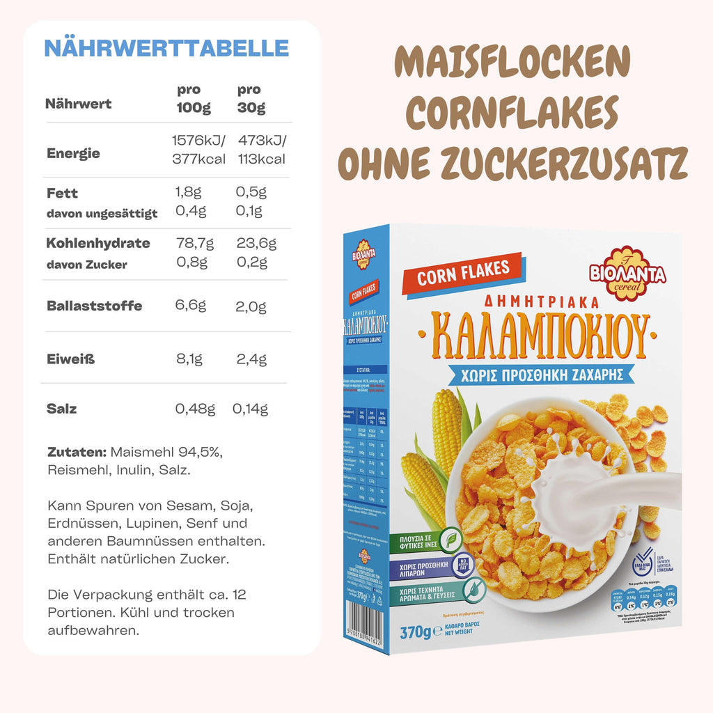 Cornflakes without added sugar from Greece - Violanta, 10 x 370 g (3.7 kg)