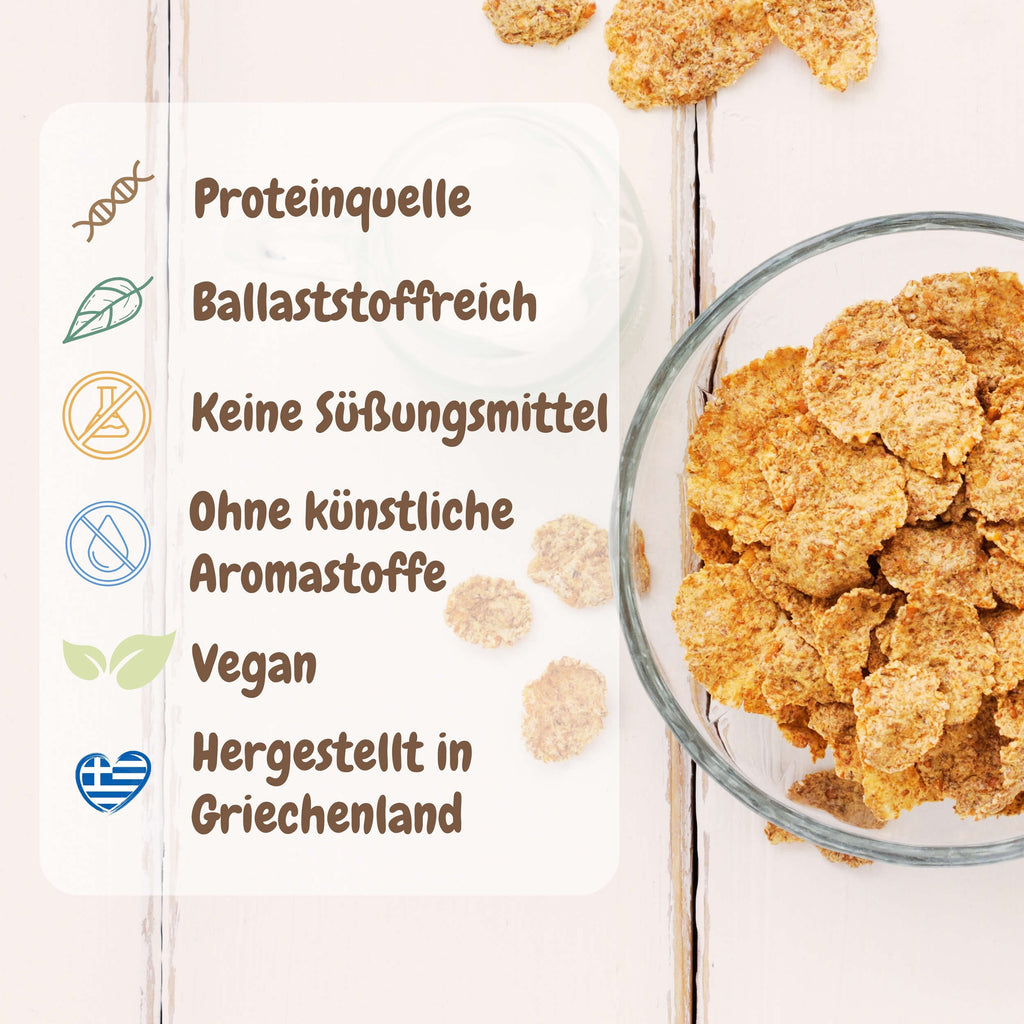 Whole Grain Bran Flakes, No Added Sugar, 20% Protein – Violanta, 6 × 370 g (2.22 kg)