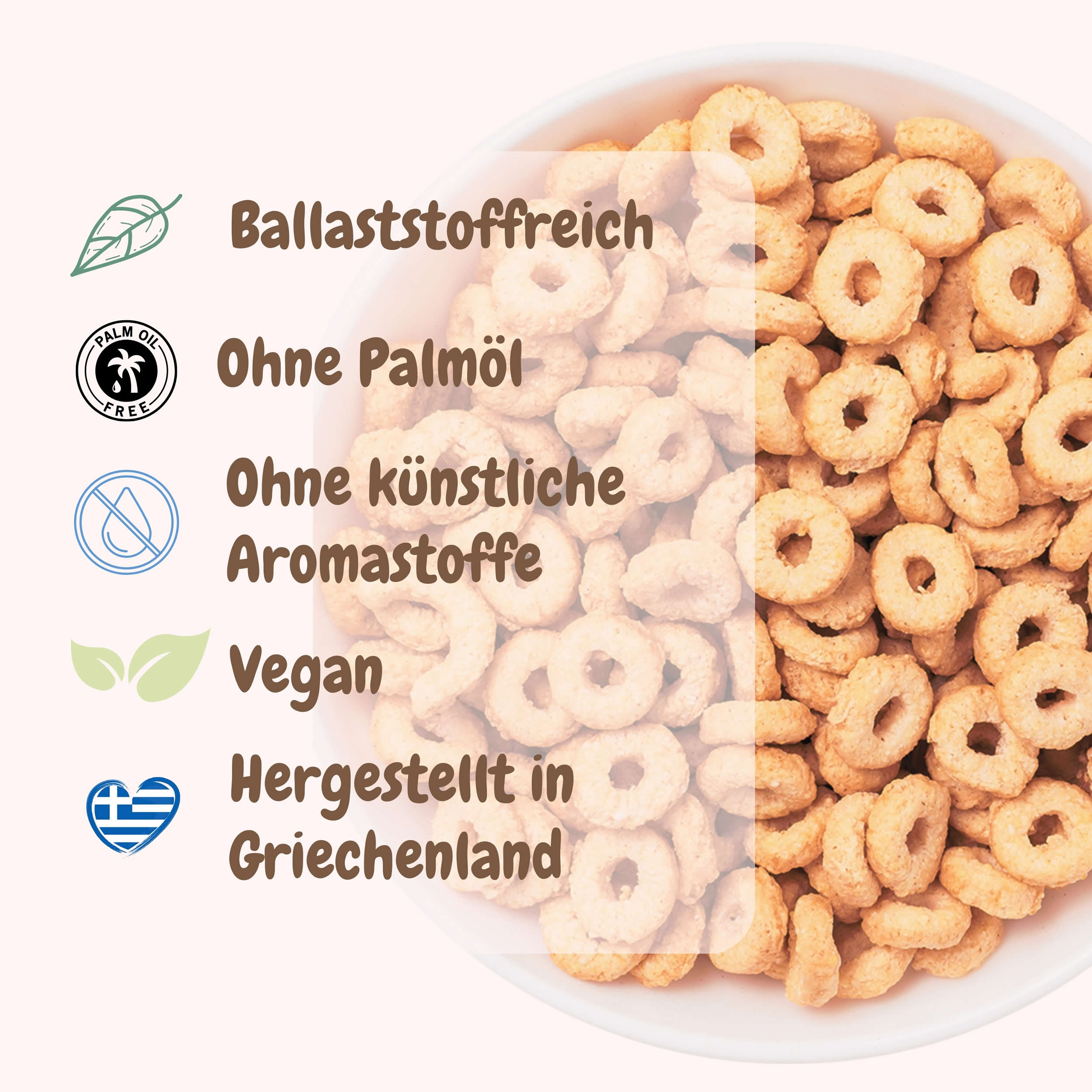 ZERO-Frühstückscerealien Kringel ohne Zucker Frühstück Cerealien aus Griechenland
