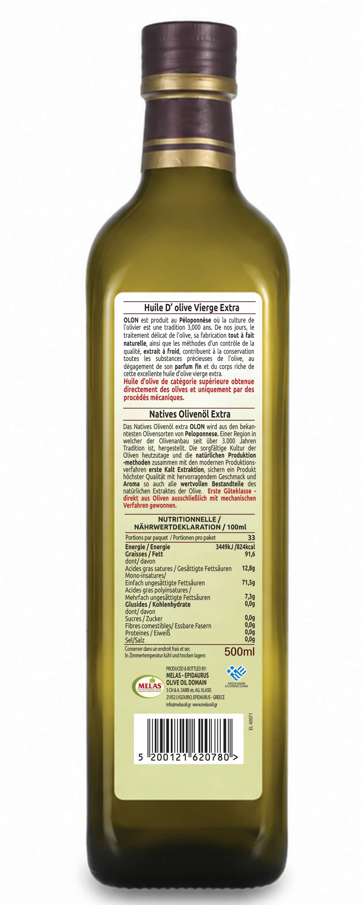 Extra Natives Olivenöl aus Griechenland, Set aus zwei Gebindegrößen – OLON, 500 ml + 3 l (3,5 l)