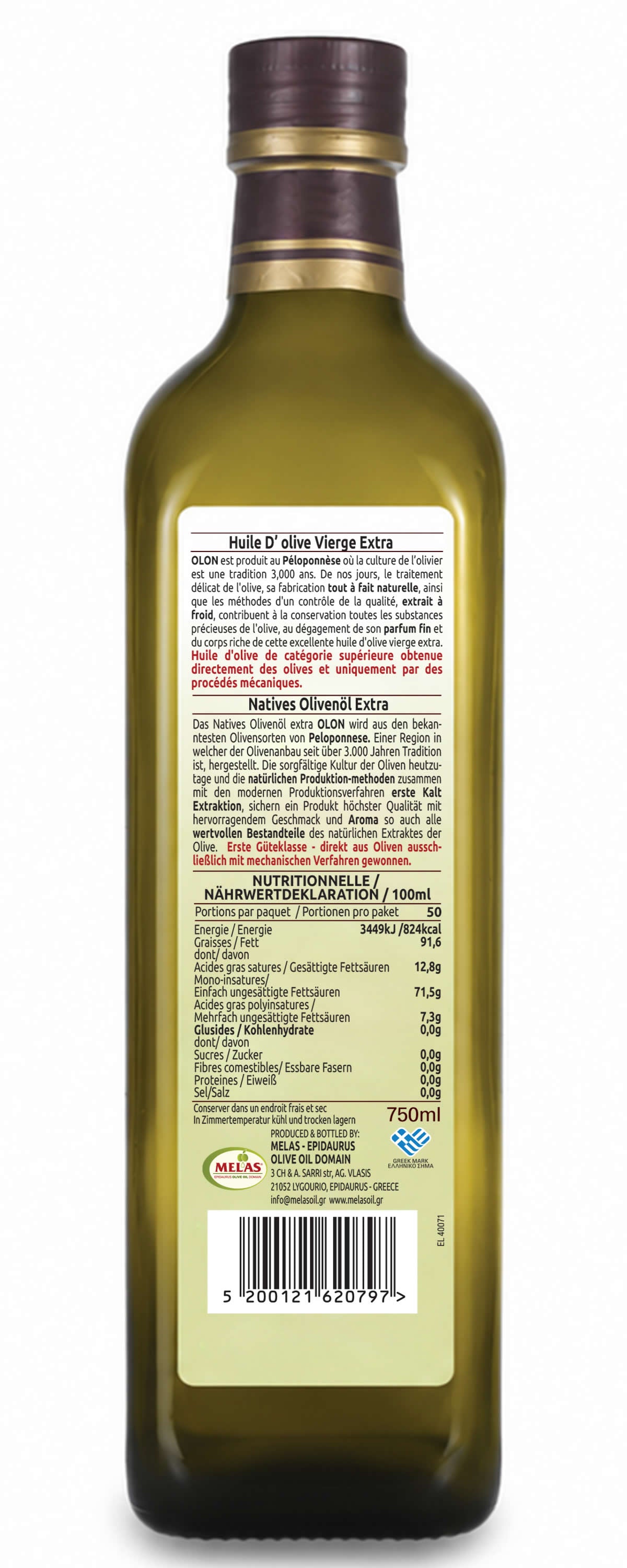 Extra Natives Olivenöl aus Griechenland, kaltgepresst – OLON, 6 × 750 ml (4,5 l)