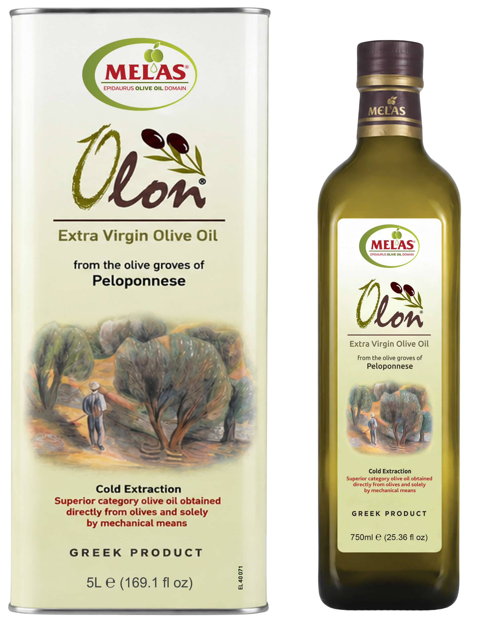 Extra Natives Olivenöl aus Griechenland, Set aus zwei Gebindegrößen – OLON, 750 ml + 5 l (5,75 l)