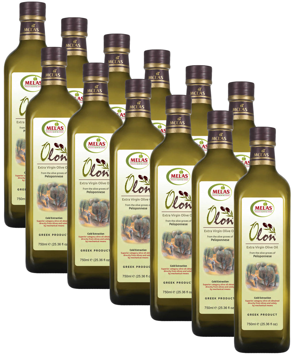 Extra Natives Olivenöl aus Griechenland, kaltgepresst – OLON, 12 × 750 ml (9 l)