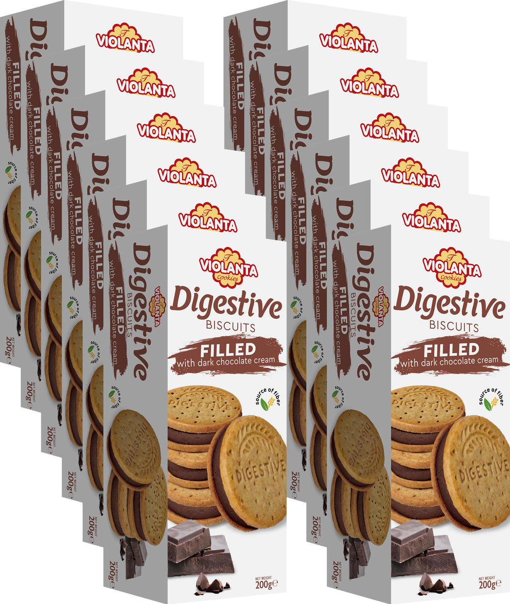 Ballaststoffreiche Digestive Kekse mit cremiger Füllung aus dunkler Schokolade 2400g aus Griechenland