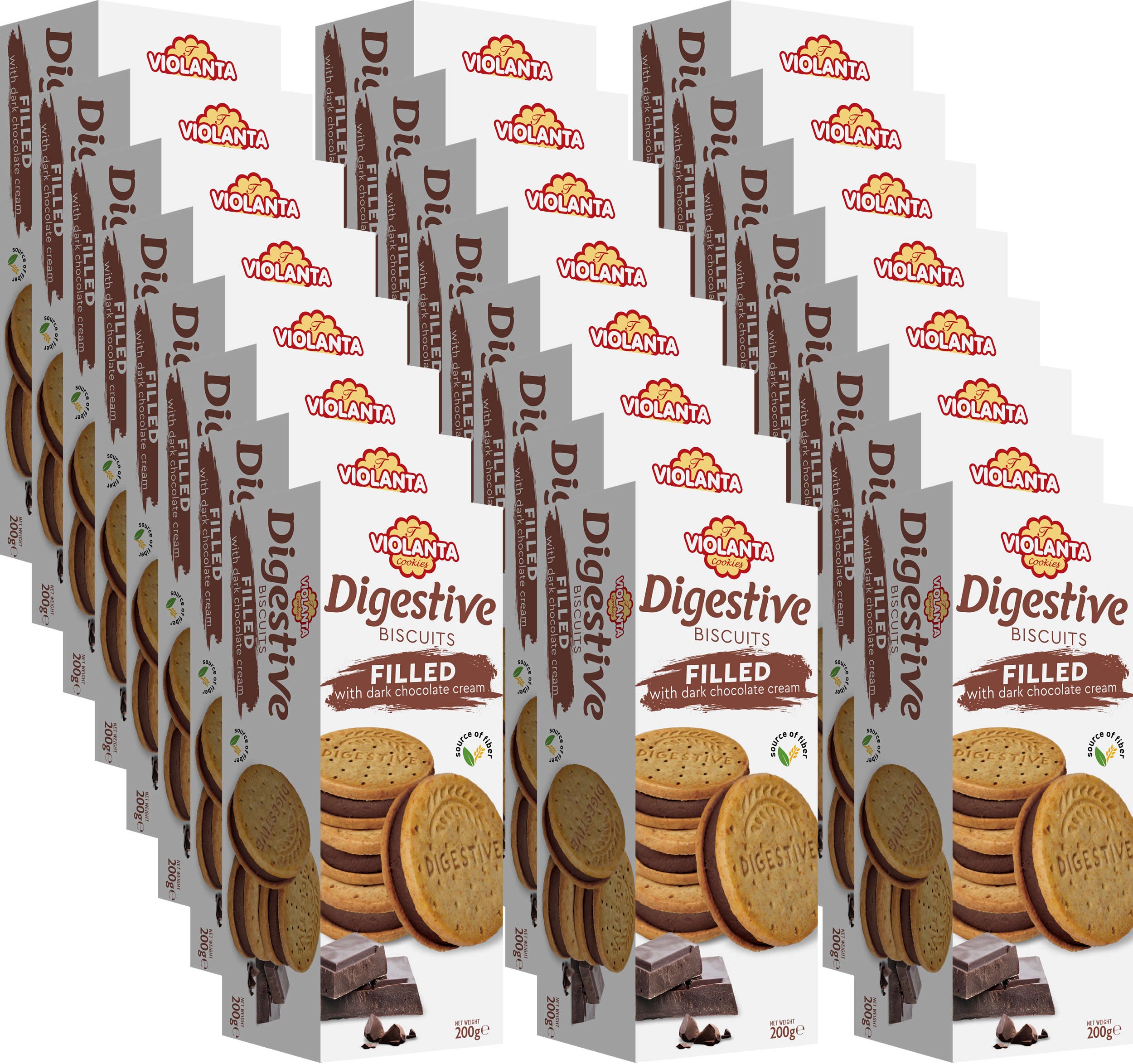 Ballaststoffreiche Digestive Kekse mit cremiger Füllung aus dunkler Schokolade 4800g aus Griechenland