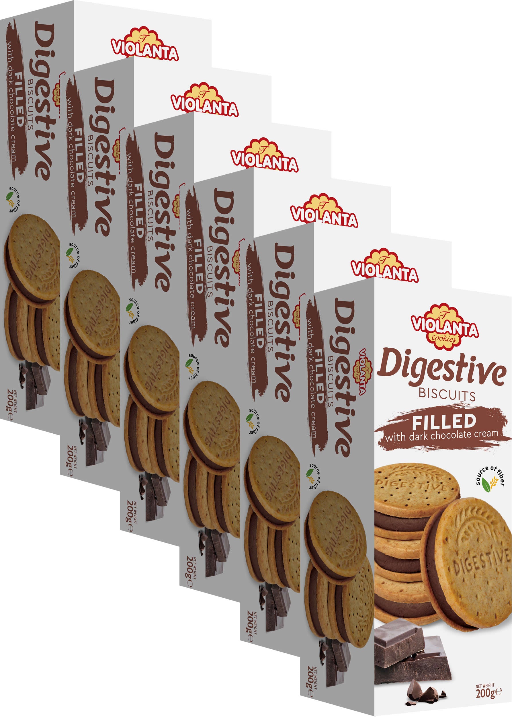 Ballaststoffreiche Digestive Kekse mit cremiger Füllung aus dunkler Schokolade 1200g aus Griechenland