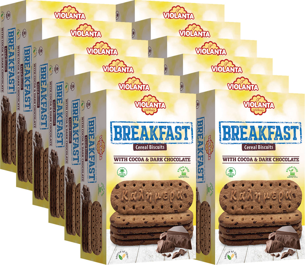 Frühstückskekse Kakao mit dunklen Schokostückchen – Violanta, 12 × 180 g (2,16 kg)