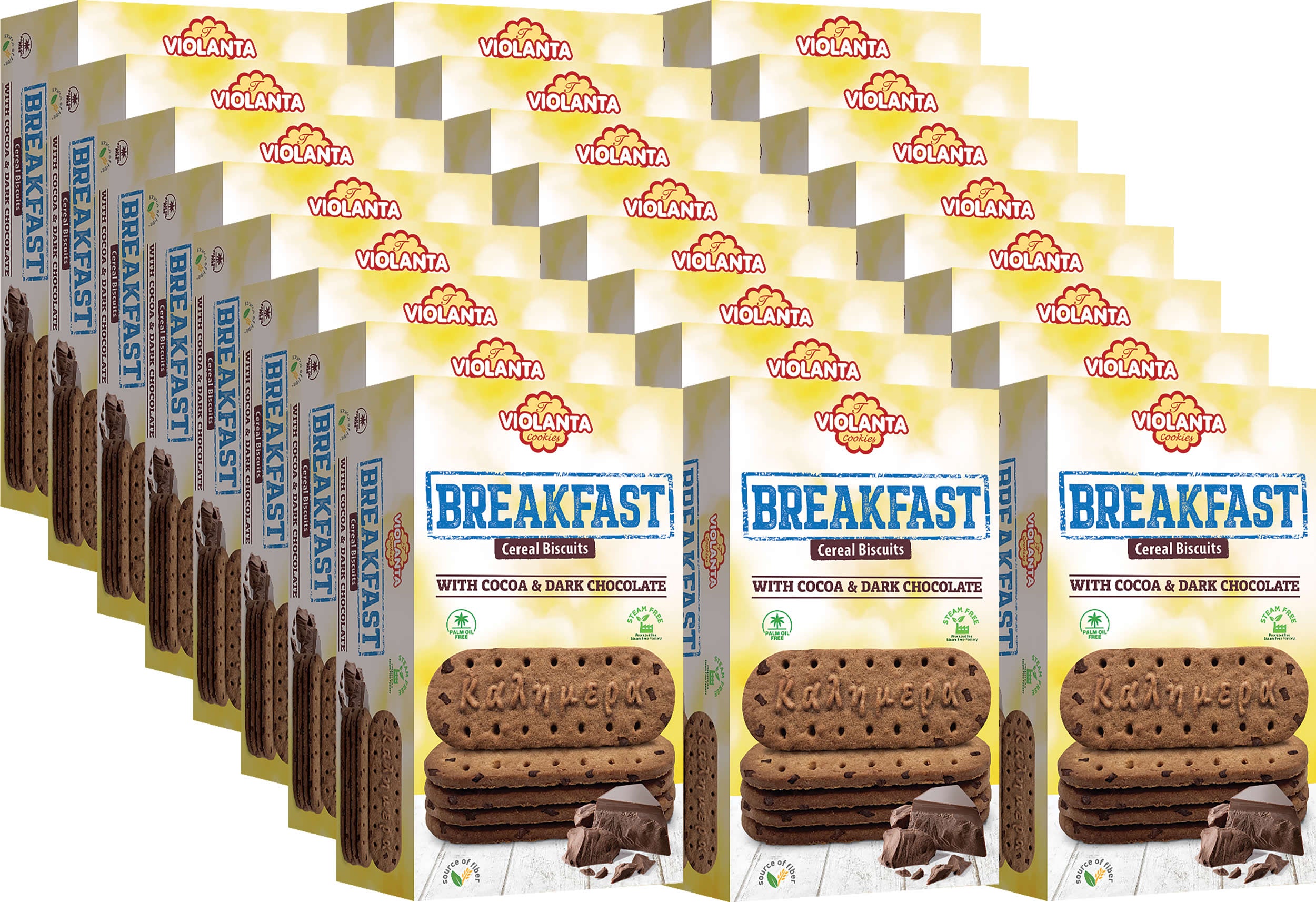 Frühstückskekse Kakao mit dunklen Schokostückchen – Violanta, 24 × 180 g (4,32 kg)