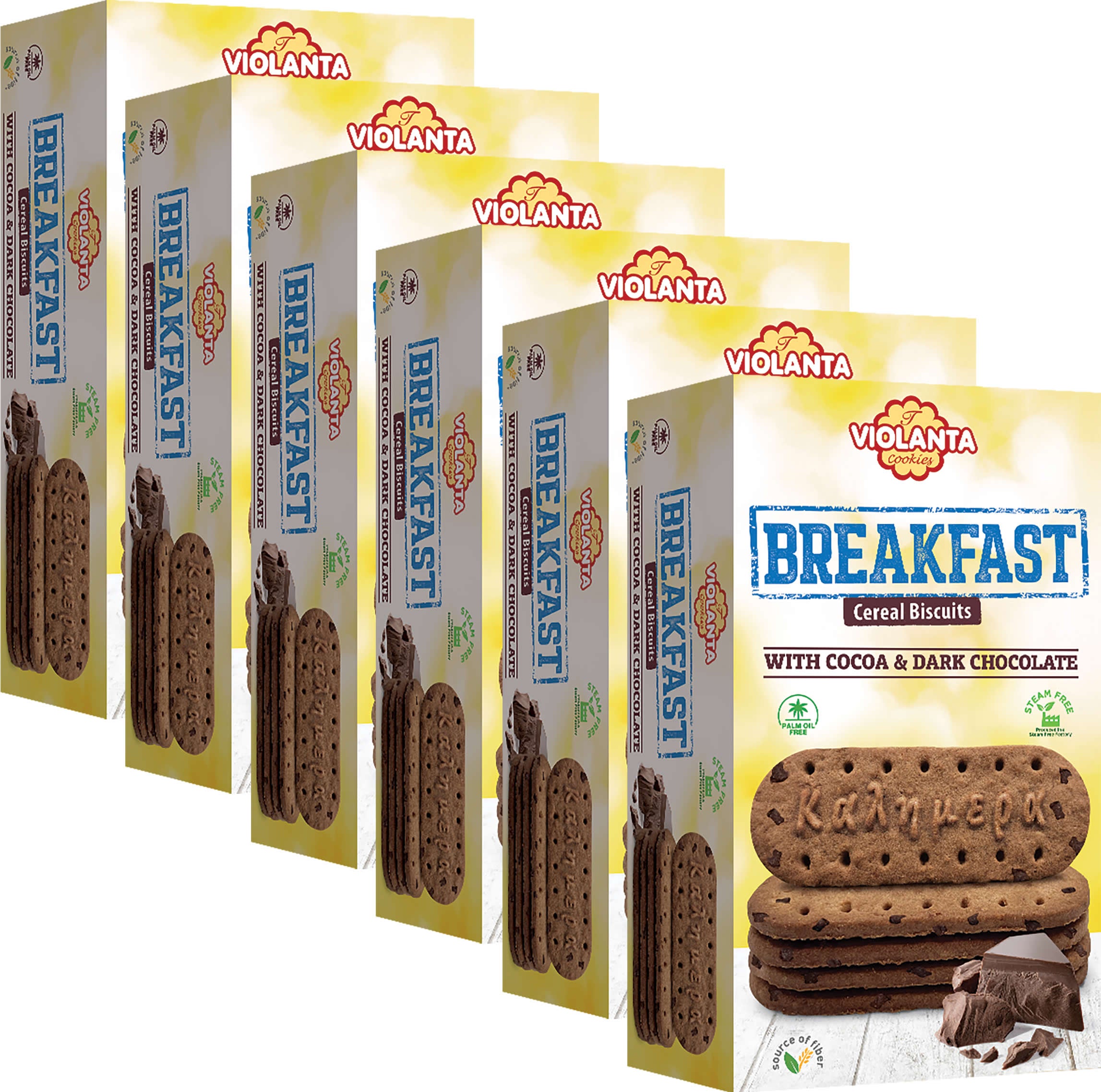Frühstückskekse Kakao mit dunklen Schokostückchen – Violanta, 6 × 180 g (1,08 kg)