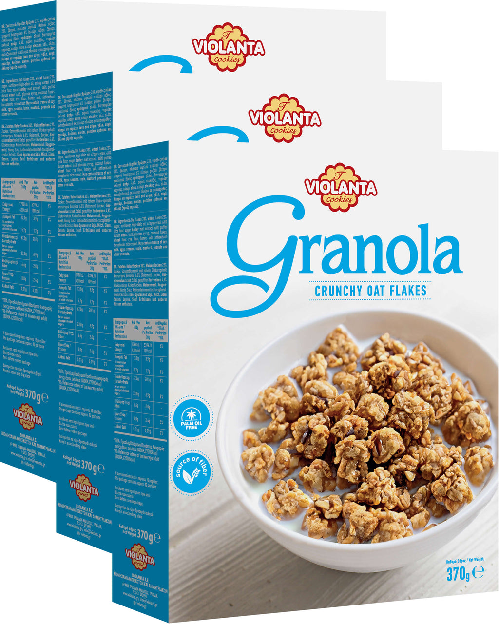 Hafer-Granola gebacken aus Griechenland – Violanta, 3 × 370 g (1,11 kg)